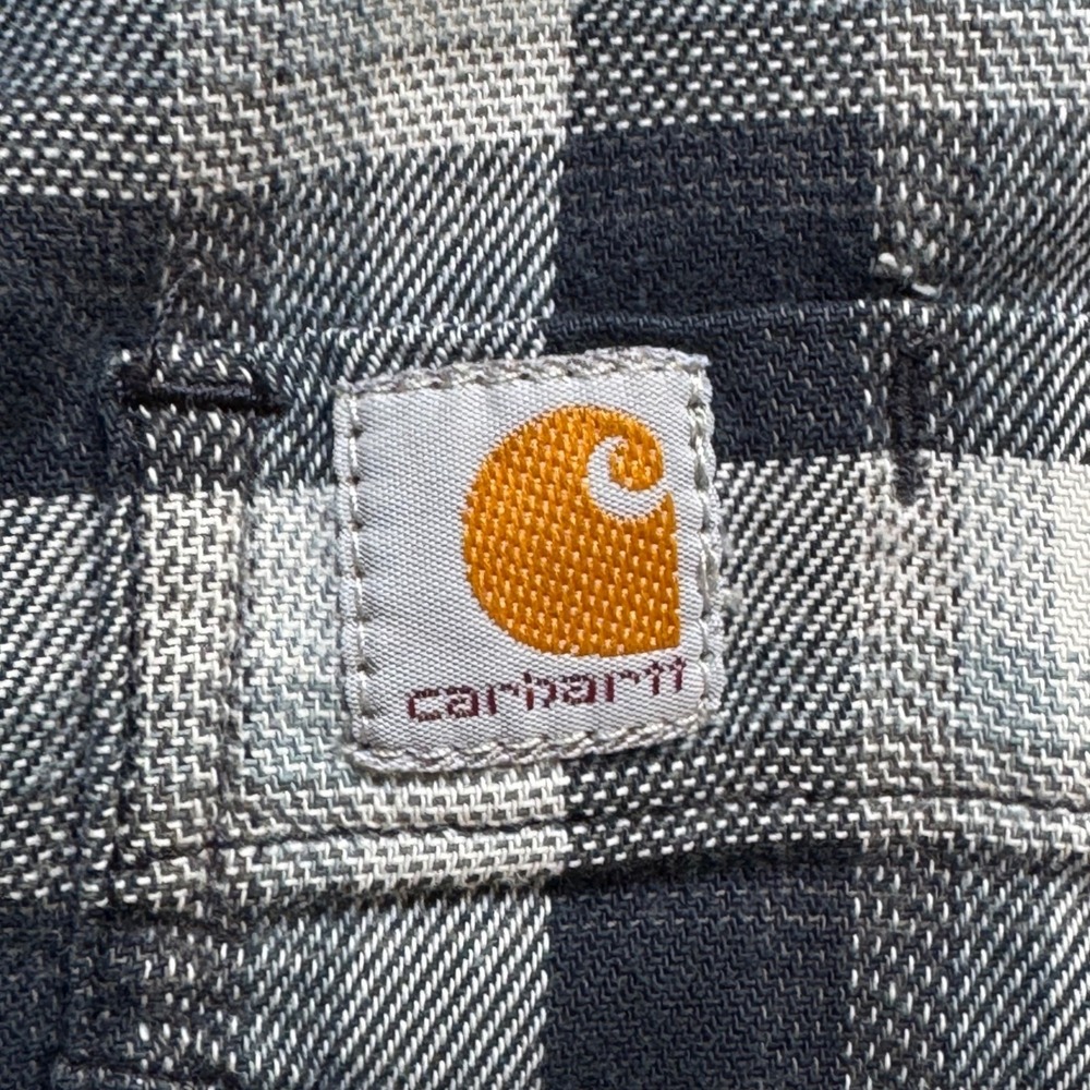 Carhartt Mens 2XL Relaxed‎ Fit Plaid Button Down Shirt Navy White Buffalo Check - Picture 5 of 10